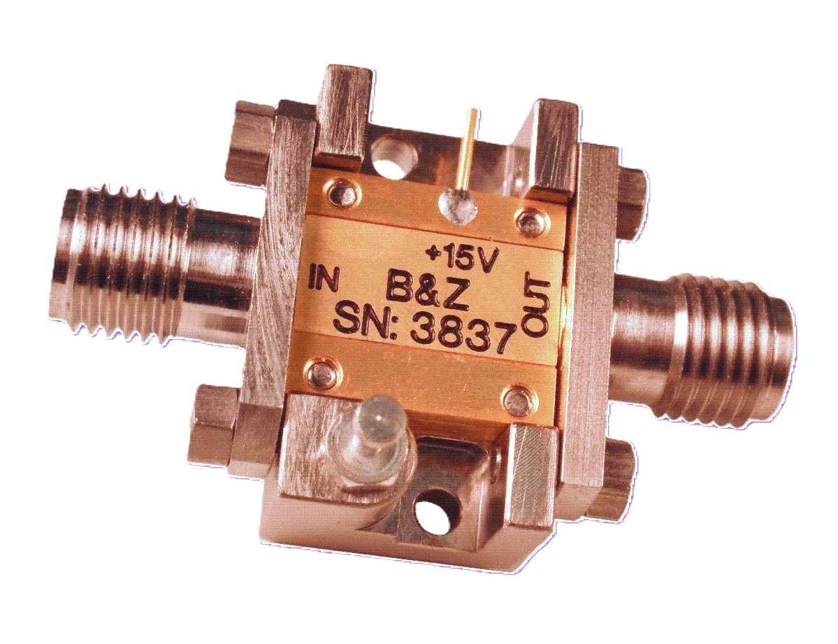 B&Z Technologies representative RF amplifier housing; actual model appearance and connector configuration may vary.